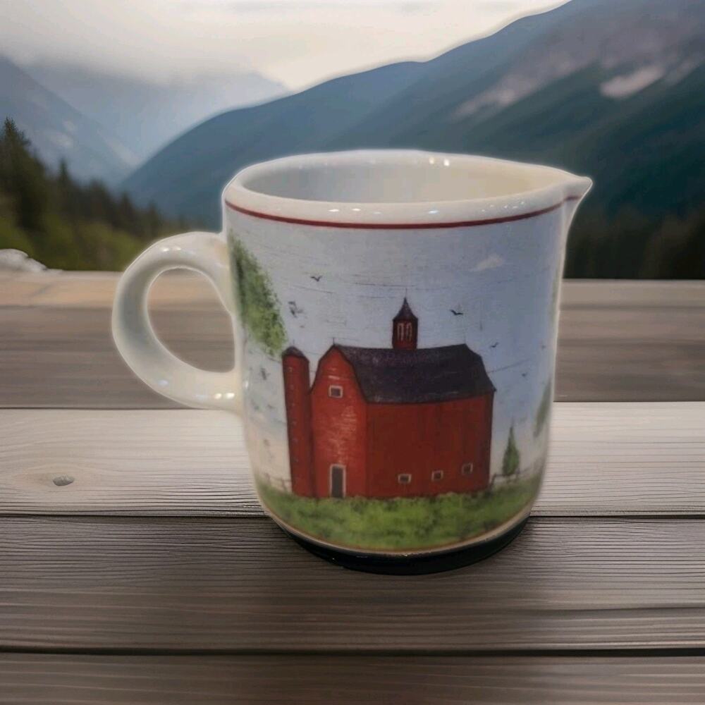 Vintage 1998 Red Barns by Warren Kimble - Creamer Pour Sakura Stoneware